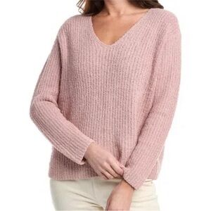 Eileen Fisher Opal Organic Cotton/Cashmere Fluffy V-Neck Sweater